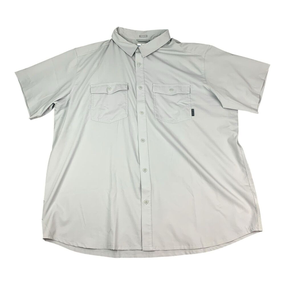 Columbia Short Sleeve Performance Fishing/Casual Shirt, Gray, Men’s Size XXL